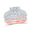 10k Rose Gold Round Diamond Bridal Wedding Ring Band Set 2 Cttw