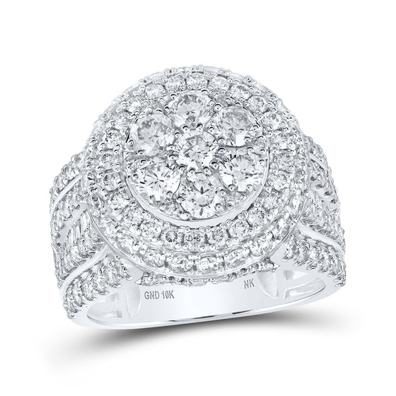 10k White Gold Womens Round Diamond Cluster Ring 3 Cttw