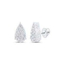  10k White Gold Womens Round Diamond Teardrop Earrings 3/4 Cttw