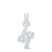  10k White Gold Womens Round Diamond Square Cuff Fashion Pendant 1/2 Cttw