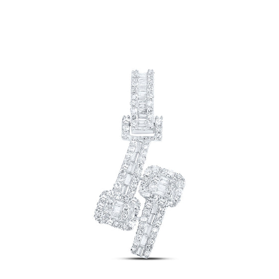 10k White Gold Womens Round Diamond Square Cuff Fashion Pendant 1/2 Cttw
