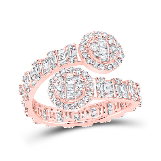 10k Rose Gold Womens Round Diamond Circle Cuff Band Ring 1 Cttw
