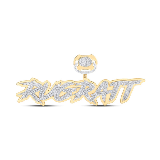 10k Yellow Gold Mens Round Diamond RUGRATT Charm Pendant 2-5/8 Cttw
