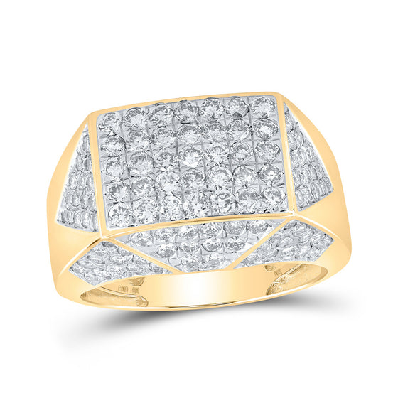 10k Yellow Gold Mens Round Diamond Faceted Band Ring 2-3/4 Cttw