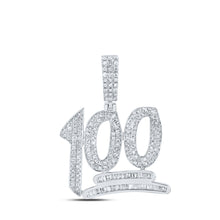  Sterling Silver Mens Round Diamond 100 Emoji Phrase Charm Pendant 7/8 Cttw