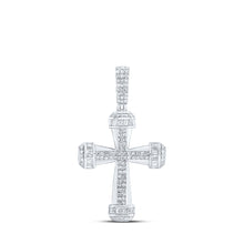  Sterling Silver Womens Baguette Diamond Cross Pendant 1 Cttw
