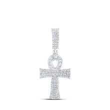  Sterling Silver Womens Round Diamond Ankh Cross Pendant 3/4 Cttw