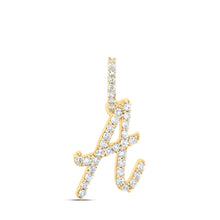  10k Yellow Gold Womens Round Diamond A Initial Letter Pendant 1/6 Cttw
