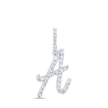  10k White Gold Womens Round Diamond A Initial Letter Pendant 1/6 Cttw
