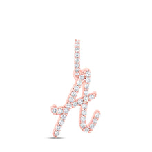  10k Rose Gold Womens Round Diamond A Initial Letter Pendant 1/6 Cttw