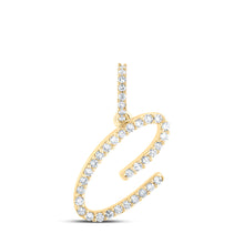  10k Yellow Gold Womens Round Diamond C Initial Letter Pendant 1/6 Cttw