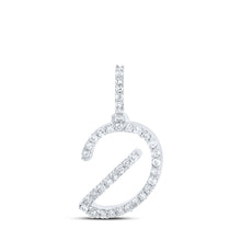  10k White Gold Womens Round Diamond D Initial Letter Pendant 1/6 Cttw