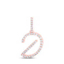  10k Rose Gold Womens Round Diamond D Initial Letter Pendant 1/6 Cttw