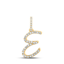  10k Yellow Gold Womens Round Diamond E Initial Letter Pendant 1/8 Cttw