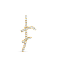  10k Yellow Gold Womens Round Diamond F Initial Letter Pendant 1/8 Cttw