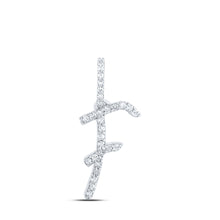  10k White Gold Womens Round Diamond F Initial Letter Pendant 1/8 Cttw