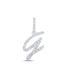  10k White Gold Womens Round Diamond G Initial Letter Pendant 1/8 Cttw