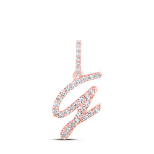  10k Rose Gold Womens Round Diamond G Initial Letter Pendant 1/8 Cttw