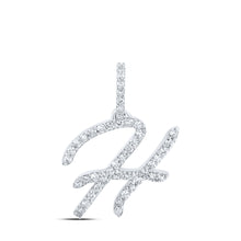  10k White Gold Womens Round Diamond H Initial Letter Pendant 1/5 Cttw