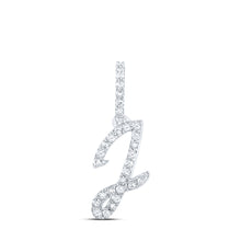  10k White Gold Womens Round Diamond J Initial Letter Pendant 1/8 Cttw