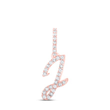  10k Rose Gold Womens Round Diamond J Initial Letter Pendant 1/8 Cttw