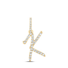  10k Yellow Gold Womens Round Diamond K Initial Letter Pendant 1/8 Cttw