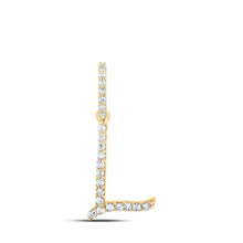  10k Yellow Gold Womens Round Diamond L Initial Letter Pendant 1/10 Cttw