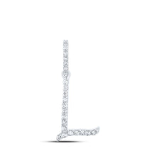  10k White Gold Womens Round Diamond L Initial Letter Pendant 1/10 Cttw