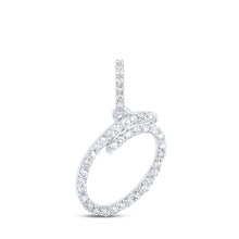  10k White Gold Womens Round Diamond O Initial Letter Pendant 1/6 Cttw