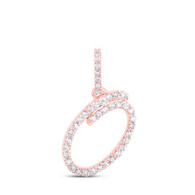  10k Rose Gold Womens Round Diamond O Initial Letter Pendant 1/6 Cttw