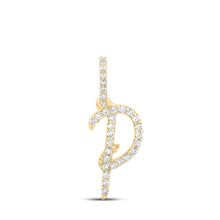  10k Yellow Gold Womens Round Diamond P Initial Letter Pendant 1/8 Cttw