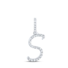  10k White Gold Womens Round Diamond S Initial Letter Pendant 1/10 Cttw