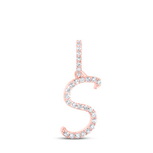  10k Rose Gold Womens Round Diamond S Initial Letter Pendant 1/10 Cttw