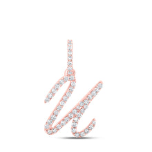  10k Rose Gold Womens Round Diamond U Initial Letter Pendant 1/5 Cttw