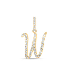  10k Yellow Gold Womens Round Diamond W Initial Letter Pendant 1/6 Cttw