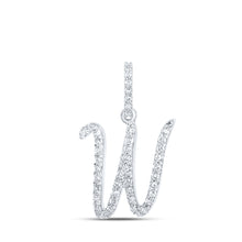  10k White Gold Womens Round Diamond W Initial Letter Pendant 1/6 Cttw