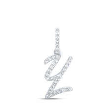  10k White Gold Womens Round Diamond Y Initial Letter Pendant 1/8 Cttw