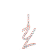  10k Rose Gold Womens Round Diamond Y Initial Letter Pendant 1/8 Cttw