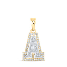  10k Two-tone Gold Womens Round Diamond A Initial Letter Pendant 1/6 Cttw
