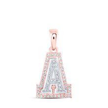  10k Two-tone Gold Womens Round Diamond A Initial Letter Pendant 1/6 Cttw