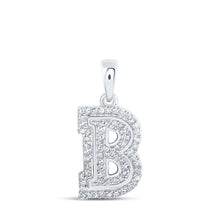  10k White Gold Womens Round Diamond B Initial Letter Pendant 1/5 Cttw