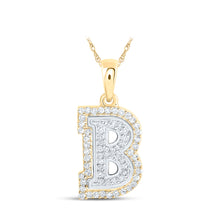  10k Two-tone Gold Womens Round Diamond B Initial Letter Pendant 1/5 Cttw