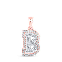 10k Two-tone Gold Womens Round Diamond B Initial Letter Pendant 1/5 Cttw