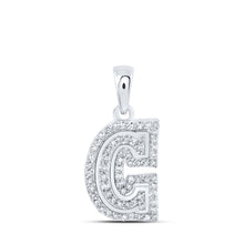  10k White Gold Womens Round Diamond C Initial Letter Pendant 1/5 Cttw