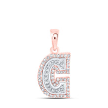  10k Rose Gold Womens Round Diamond C Initial Letter Pendant 1/5 Cttw