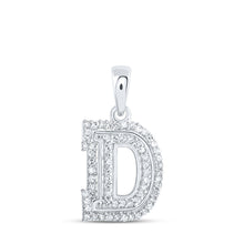  10k White Gold Womens Round Diamond D Initial Letter Pendant 1/5 Cttw