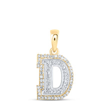  10k Two-tone Gold Womens Round Diamond D Initial Letter Pendant 1/5 Cttw