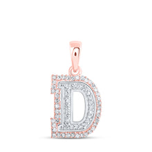  10k Two-tone Gold Womens Round Diamond D Initial Letter Pendant 1/5 Cttw