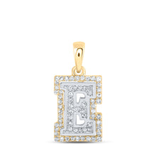  10k Two-tone Gold Womens Round Diamond E Initial Letter Pendant 1/5 Cttw