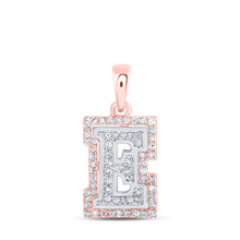  10k Two-tone Gold Womens Round Diamond E Initial Letter Pendant 1/5 Cttw